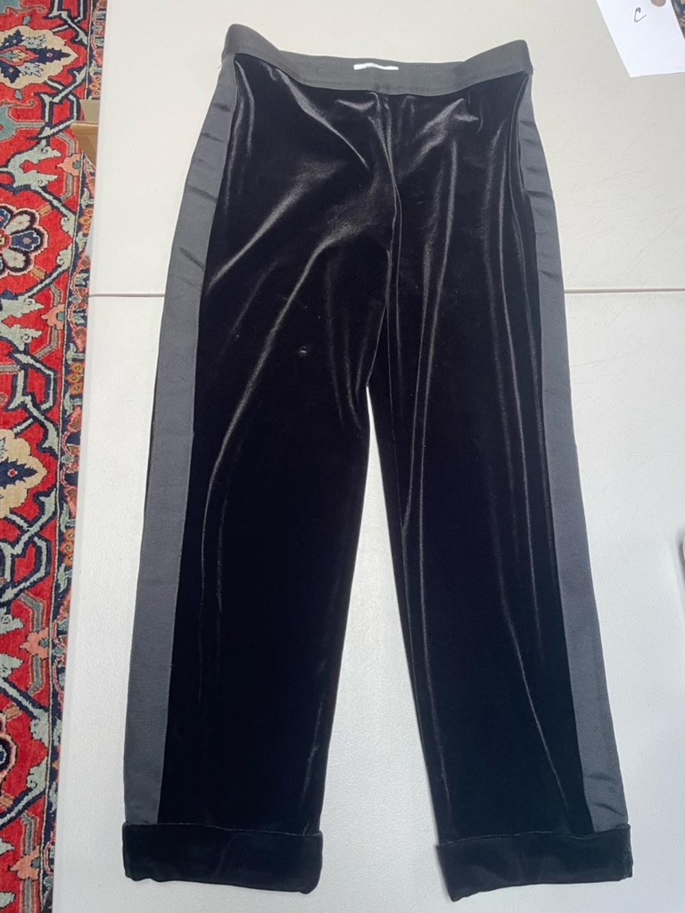 Bailey 44 Black Velvet Trousers with Gray Side Panels